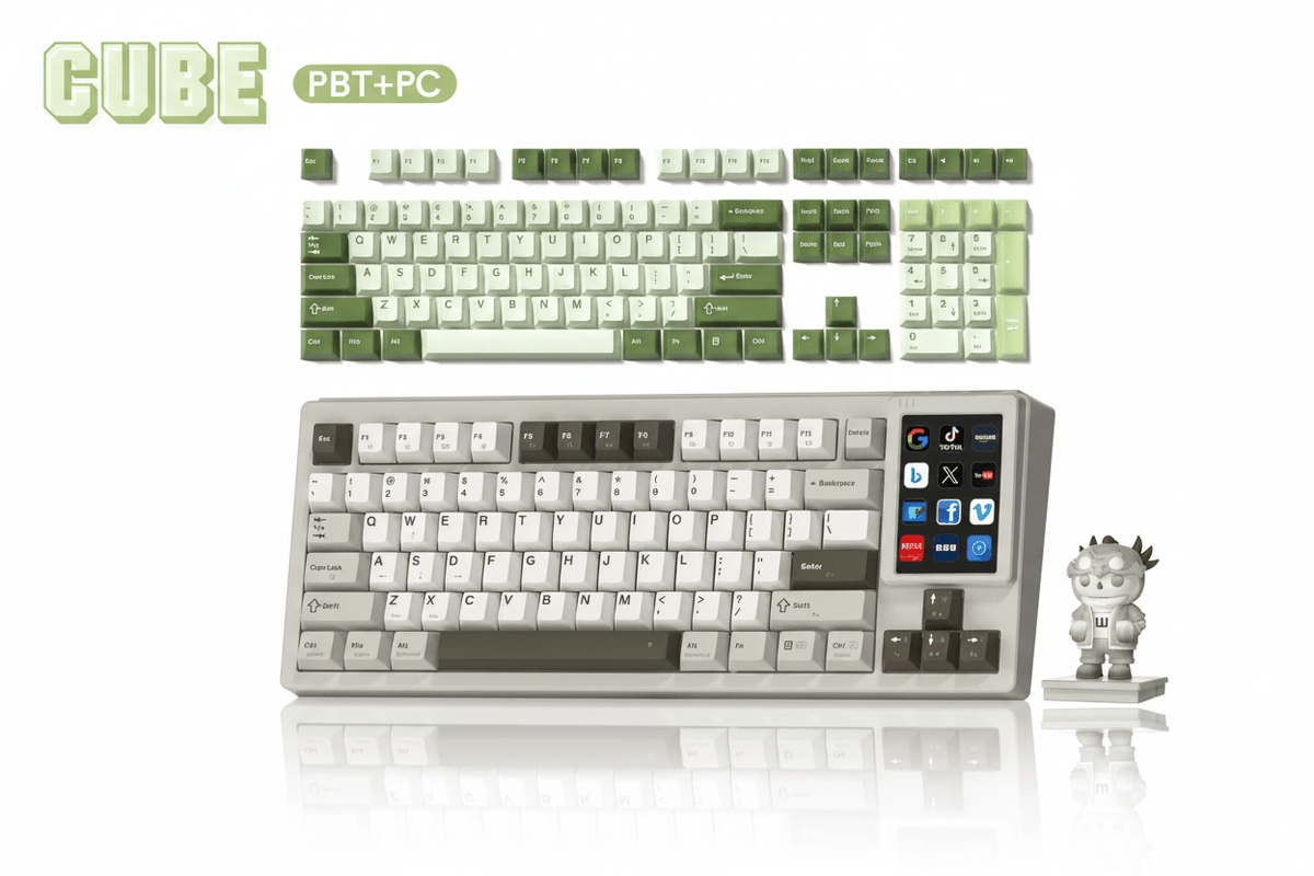 Creator Bundle — Womier DUO87 Keyboard + Cube Jade Cherry PBT Keycaps - Womier Keyboard