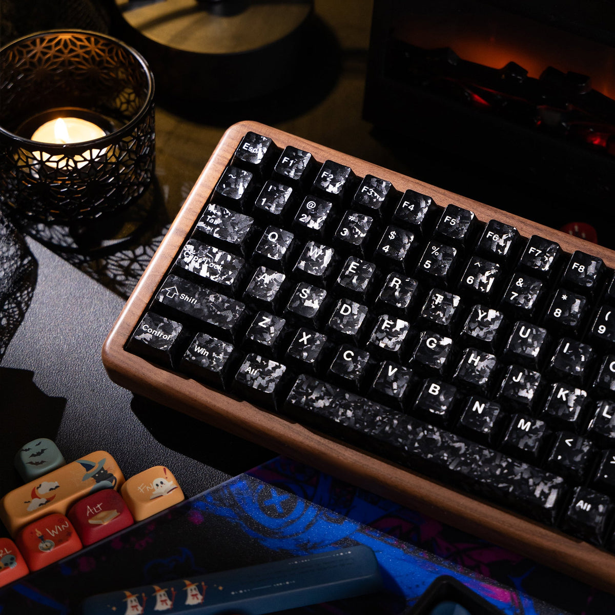 Halloween Haunted Castle Bundle — Womier WD75 HE Keyboard + William Castle MOA PBT Keycaps + Red Graffiti Glass Mouse Pad - Womier Keyboard