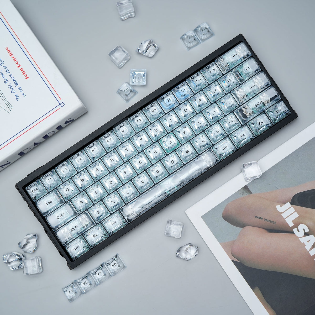 Ice Cube Clear Keycaps - Crystal Ice Keycaps Set for Mechanical Keyboard - Womier Keyboard