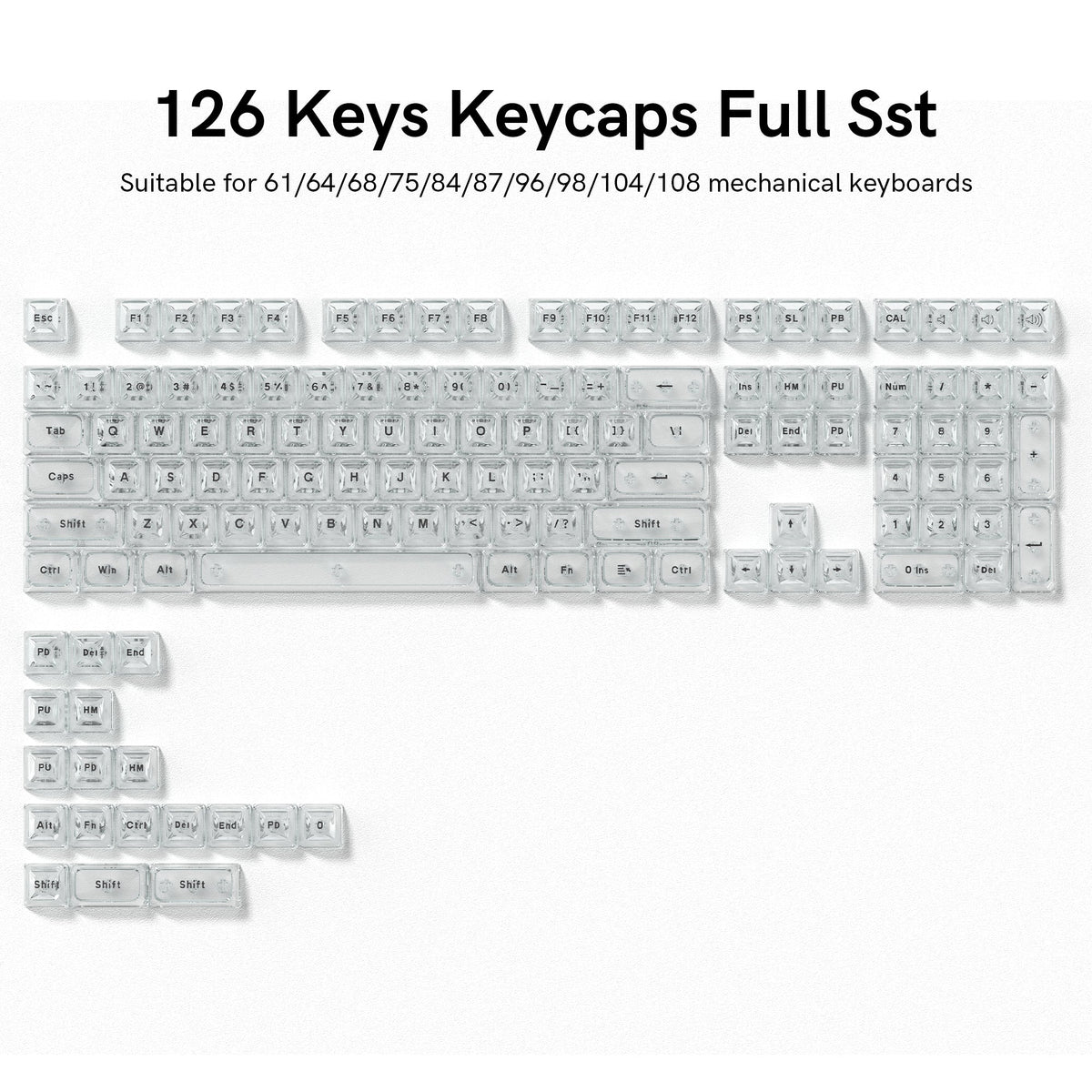 Ice Cube Clear Keycaps - Crystal Ice Keycaps Set for Mechanical Keyboard - Womier Keyboard