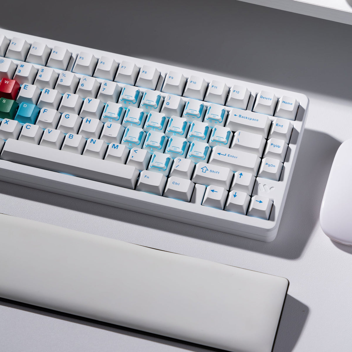 Performance Bundle-SK75 TMR White Keyboard+TStar Prism White-Blue Keycaps - Womier Keyboard