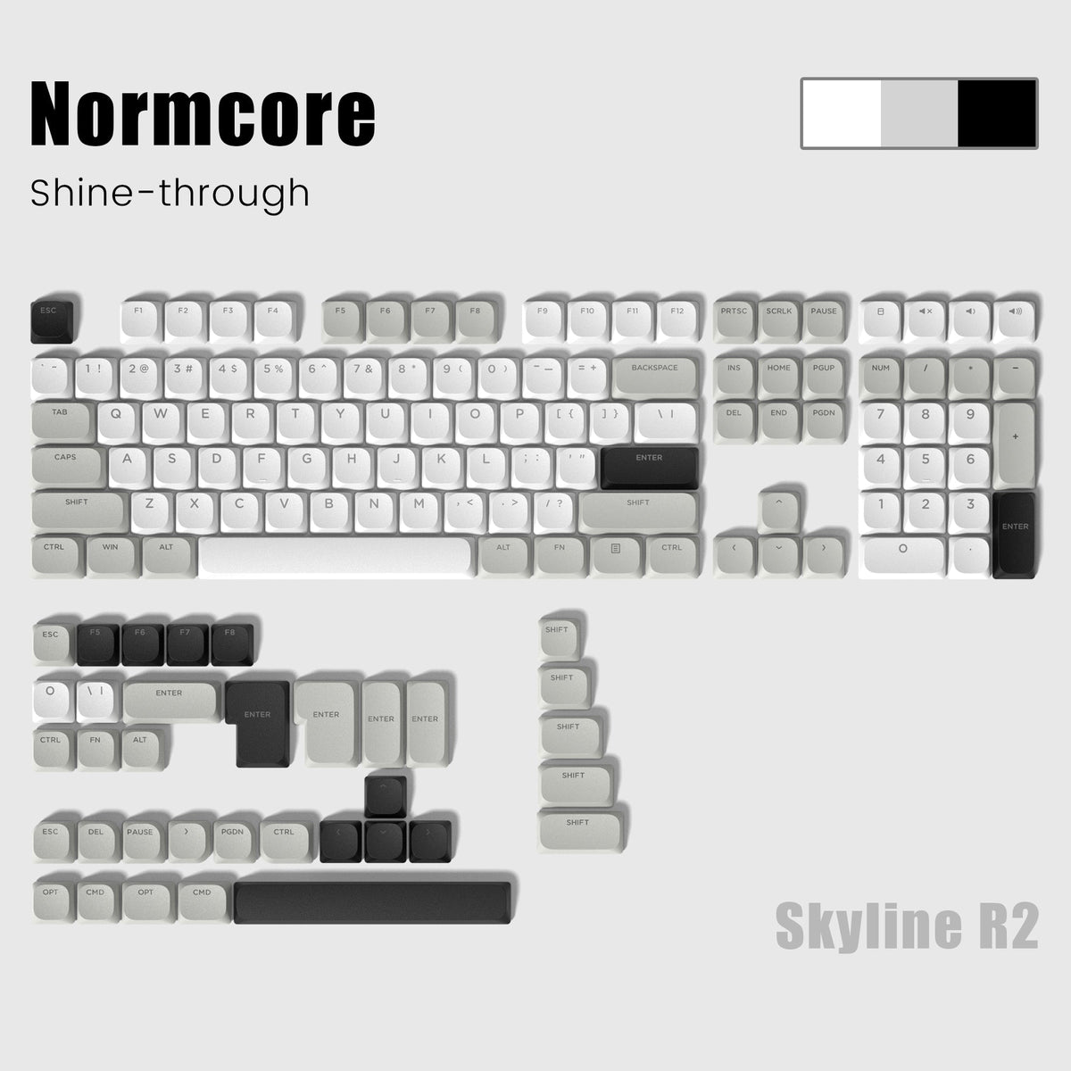 Skyline R2 Low Profile PBT Double - shot Keycap (9 Colors) - Womier Keyboard