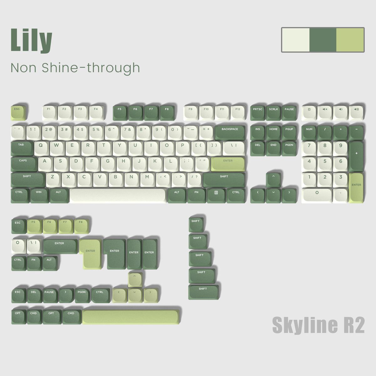 Skyline R2 Low Profile PBT Double - shot Keycap (9 Colors) - Womier Keyboard