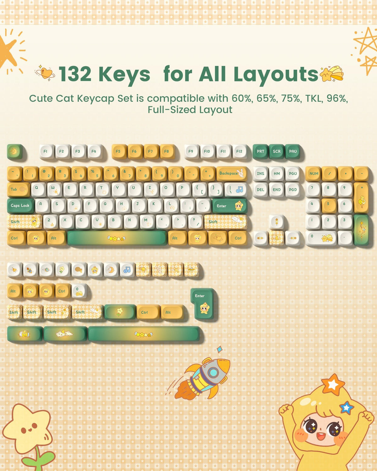 Womier Cherry Pudding 143-Key MOA Profile Dye-Sub PBT Keycap Set - Womier Keyboard