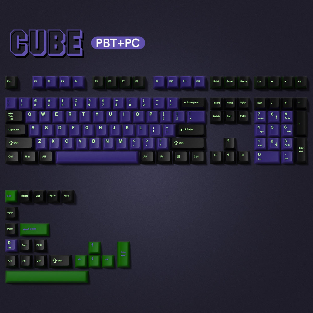 Womier Cube Jade Double - Shot Cherry Profile PBT Keycap Set - Womier Keyboard