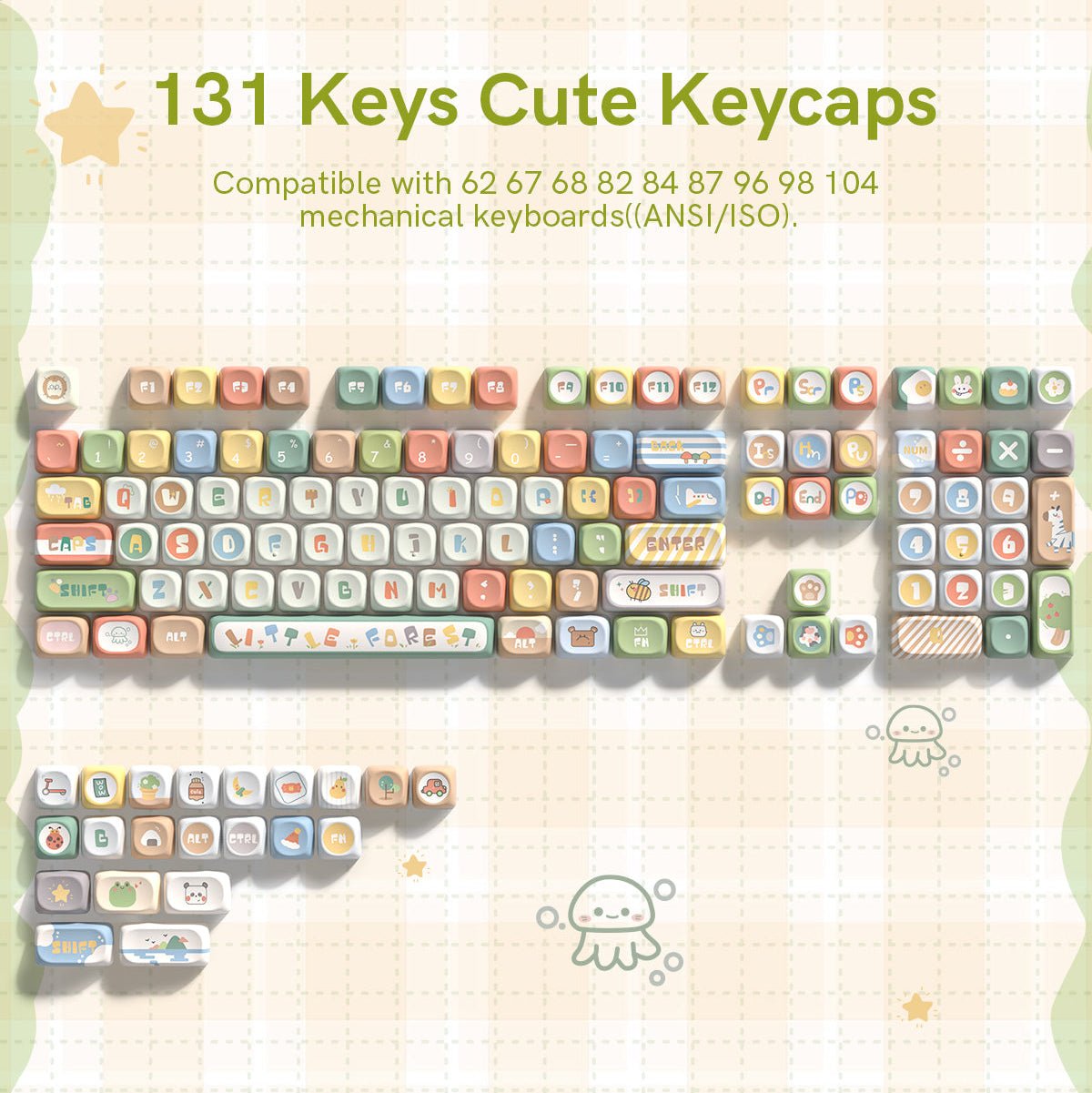 Womier Forest Animals MOA Profile Dye - Sublimation PBT Keycap Set - Womier Keyboard