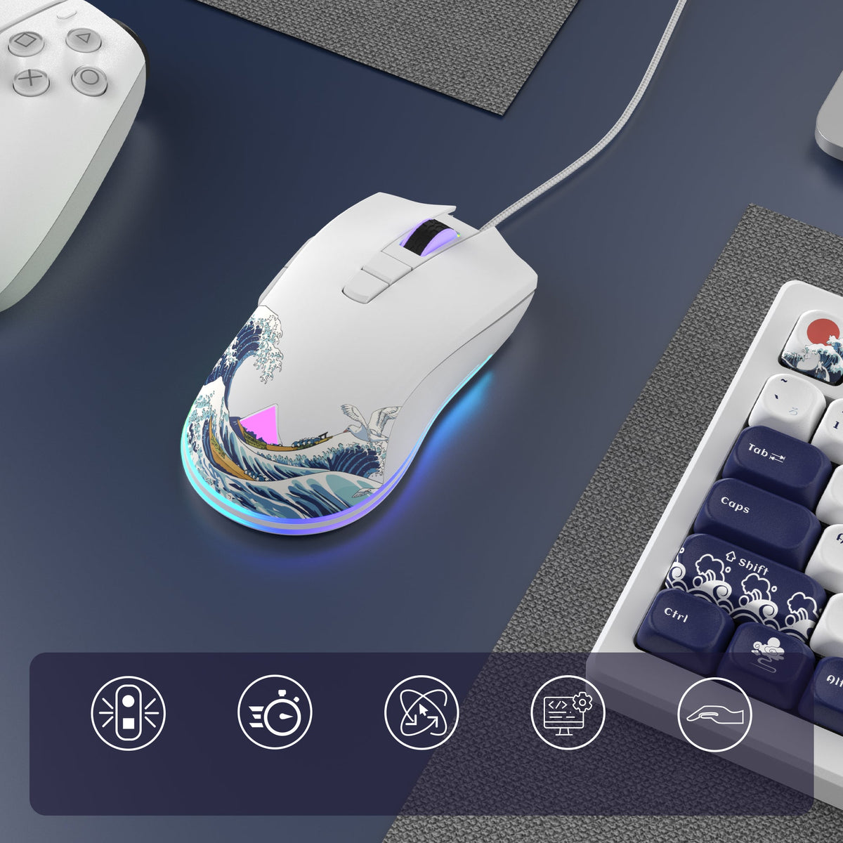 Womier G705 Kanagawa Themed Gaming Mouse (Wired) - Womier Keyboard