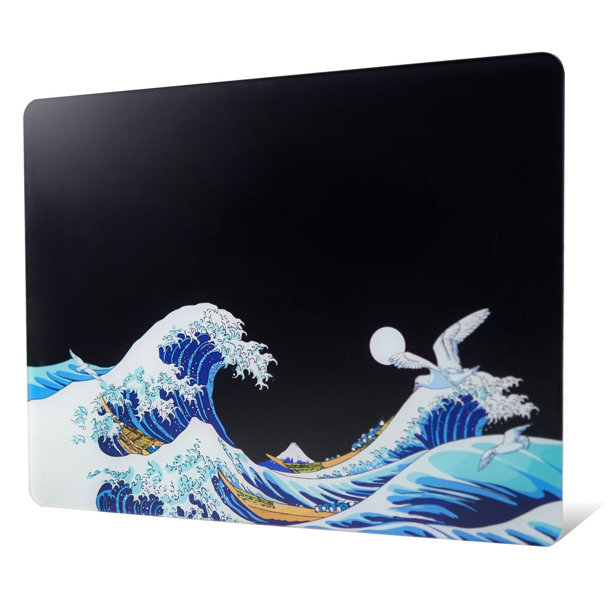 Womier Glass Mouse Pad - Kanagawa - Black Coral Sea - Womier Keyboard