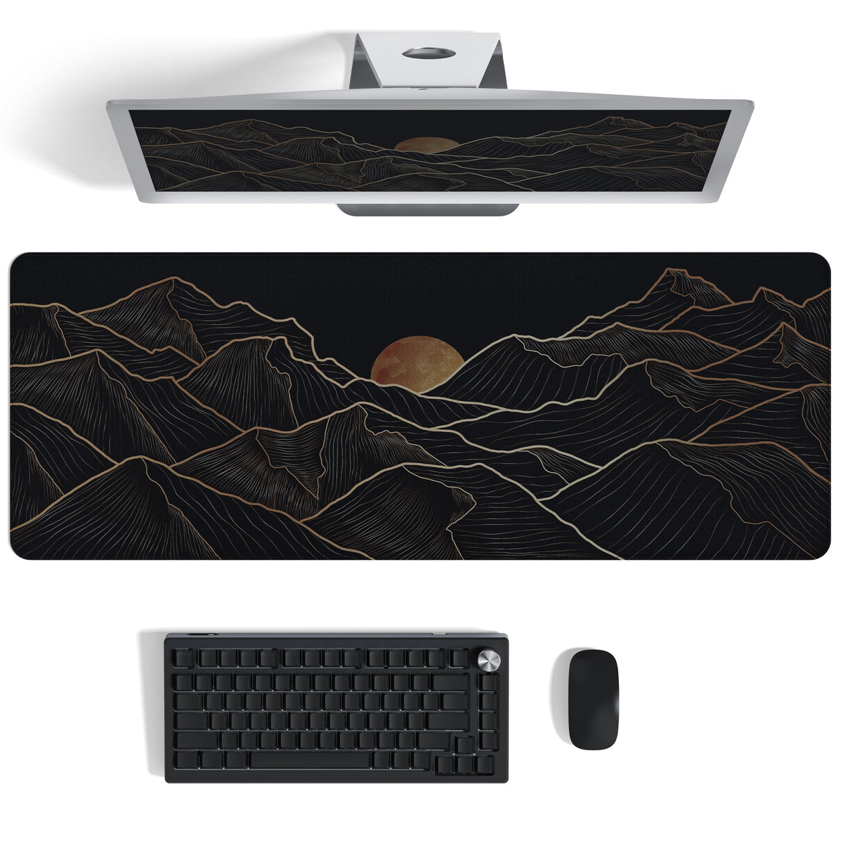 Womier Golden Sun Themed Large Desk Mat - Womier Keyboard