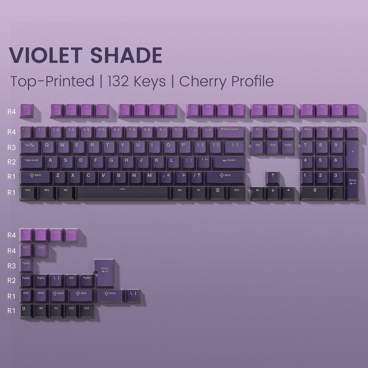 Womier Gradient Series 136 - Key Shine - Through Cherry Profile Double - Shot PBT Keycap - Womier Keyboard