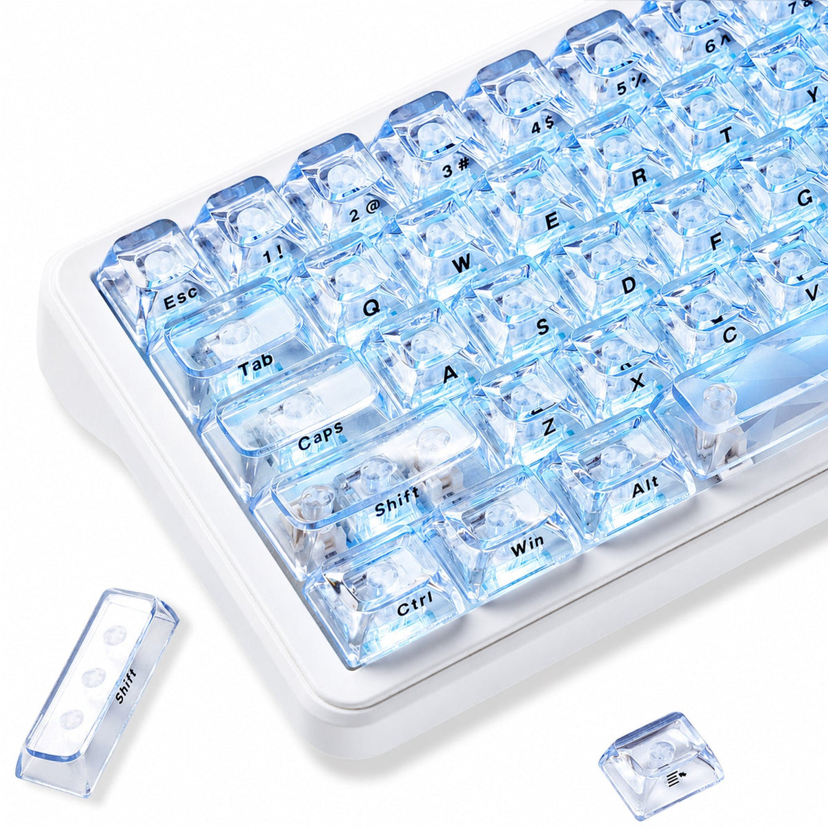 Womier Ice Cube Clear 126 keys Keycaps - Crystal Ice Keycaps Set for Mechanical Keyboard - Womier Keyboard