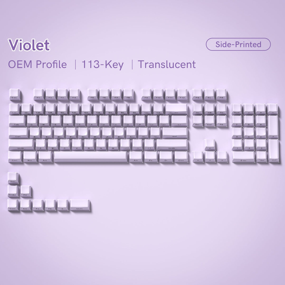 Womier Jello Side - Printed Translucent OEM Profile Keycap (113 - Key) - Womier Keyboard