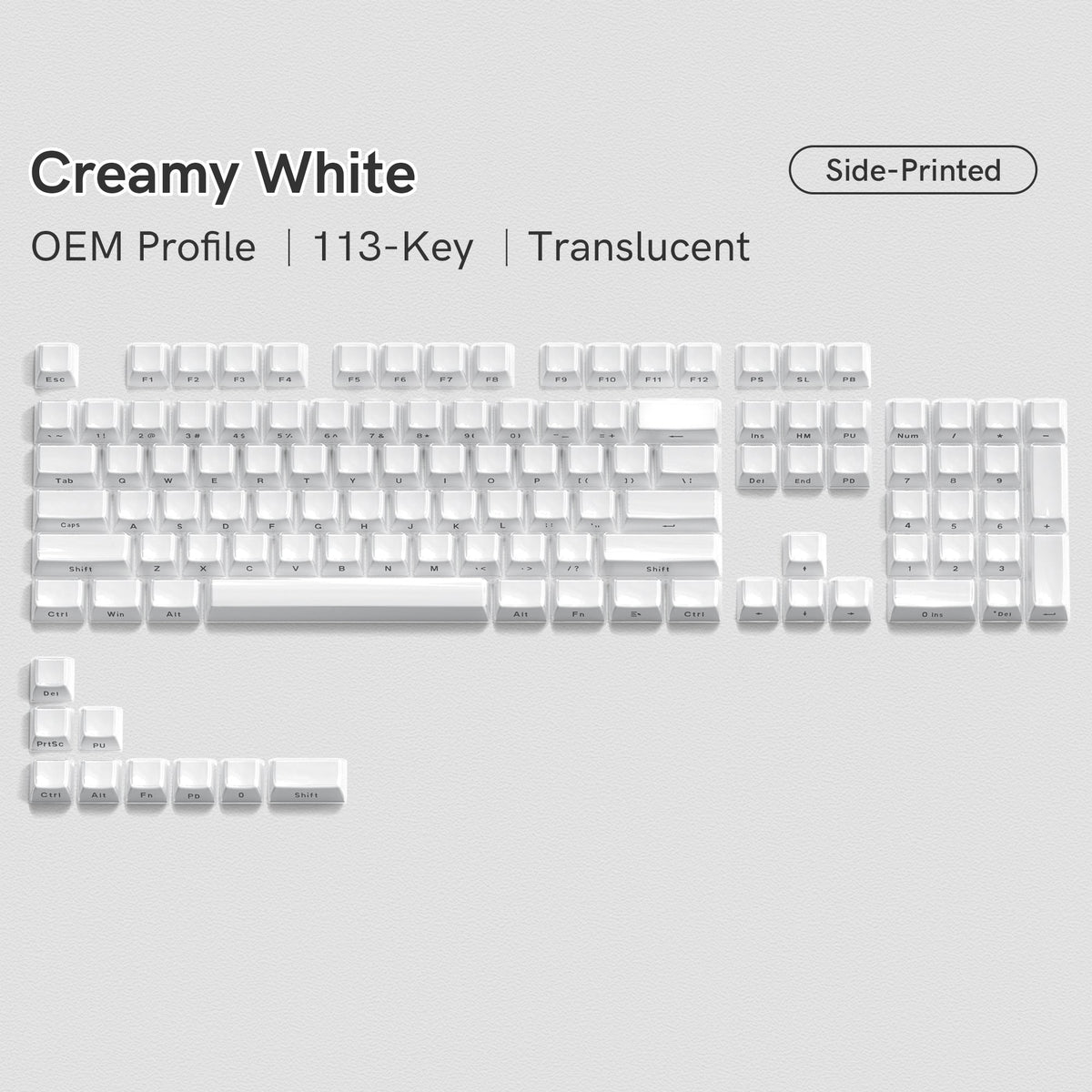 Womier Jello Side - Printed Translucent OEM Profile Keycap (113 - Key) - Womier Keyboard