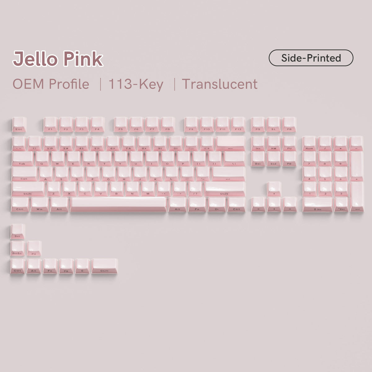 Womier Jello Side - Printed Translucent OEM Profile Keycap (113 - Key) - Womier Keyboard