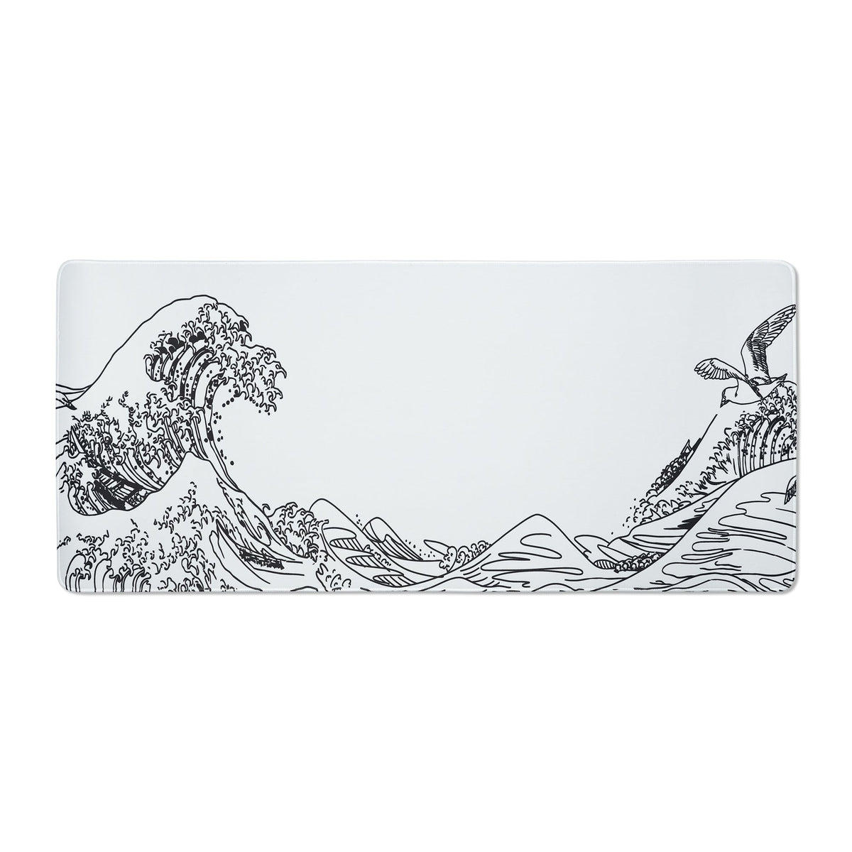 Womier Kanagawa Outline Themed Large Desk Mat (Black/White) - Womier Keyboard