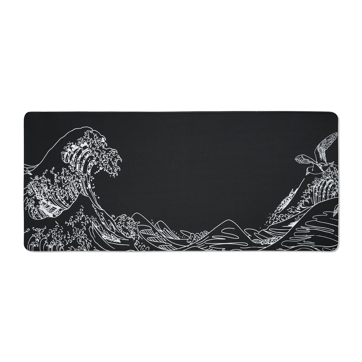 Womier Kanagawa Outline Themed Large Desk Mat (Black/White) - Womier Keyboard