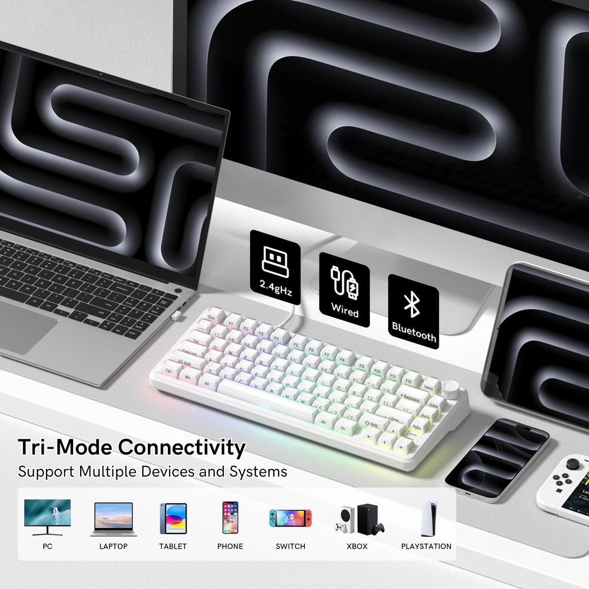 Womier L75 75% Wireless RGB Gasket Mounted Mechanical Keyboard with Knob - Womier Keyboard