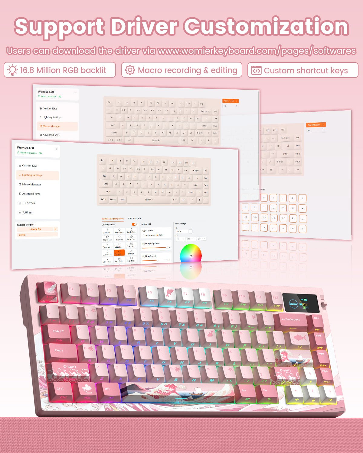 Womier L80 75% Wireless Mechanical Keyboard with TFT Screen & Knob - Womier Keyboard