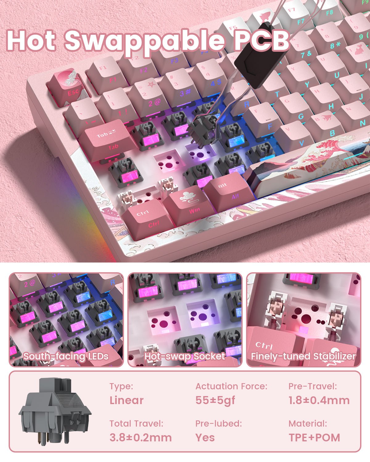 Womier L80 75% Wireless Mechanical Keyboard with TFT Screen & Knob - Womier Keyboard