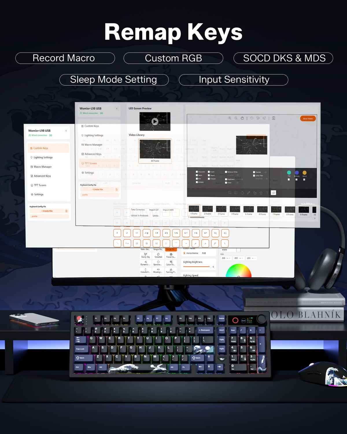 Womier L98 98% Wireless Mechanical Keyboard with TFT Screen & Knob (2 Colors) - Womier Keyboard
