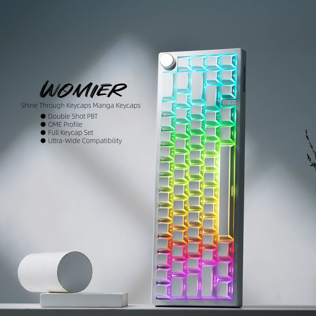 Womier Manga Black PBT Keycaps: Side - Printed Shine - Through Set for Mechanical Keyboards - Womier Keyboard
