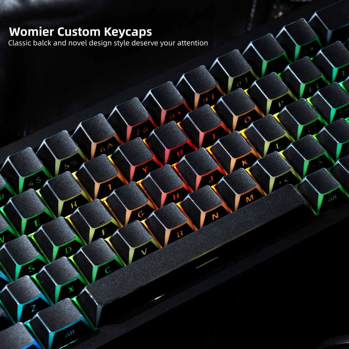 Womier Manga Black PBT Keycaps: Side - Printed Shine - Through Set for Mechanical Keyboards - Womier Keyboard