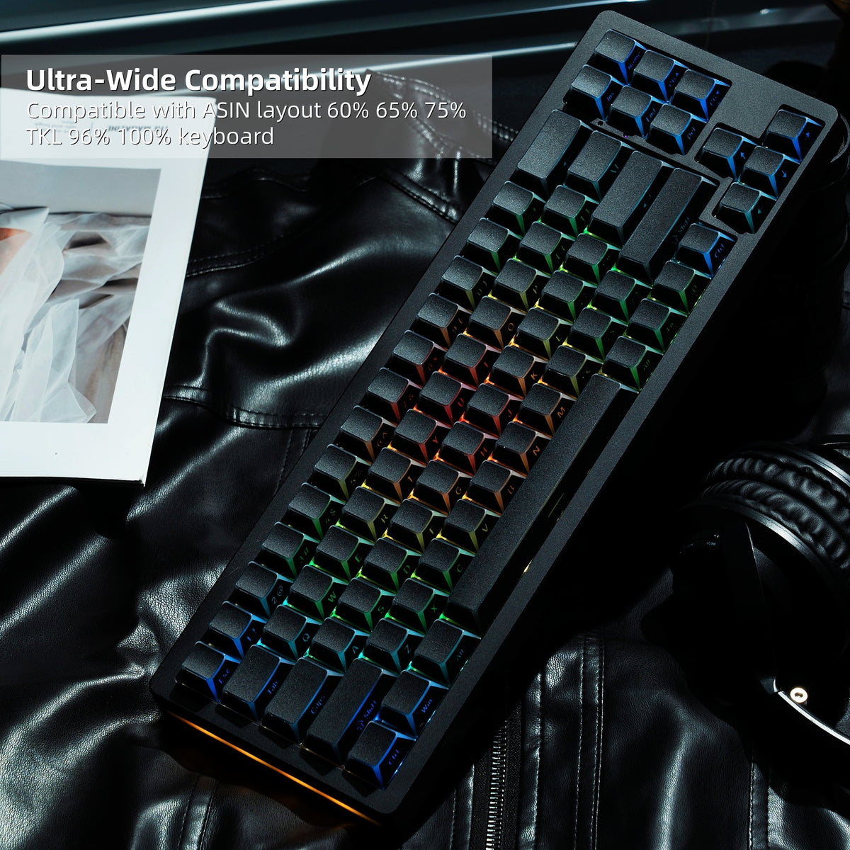Womier Manga Black PBT Keycaps: Side - Printed Shine - Through Set for Mechanical Keyboards - Womier Keyboard