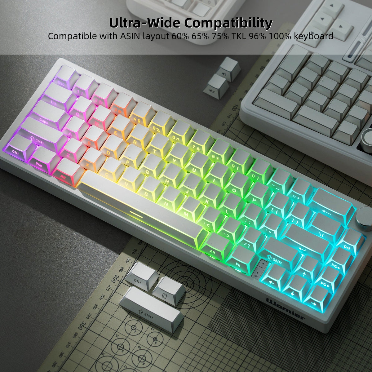 Womier Manga Black PBT Keycaps: Side - Printed Shine - Through Set for Mechanical Keyboards - Womier Keyboard