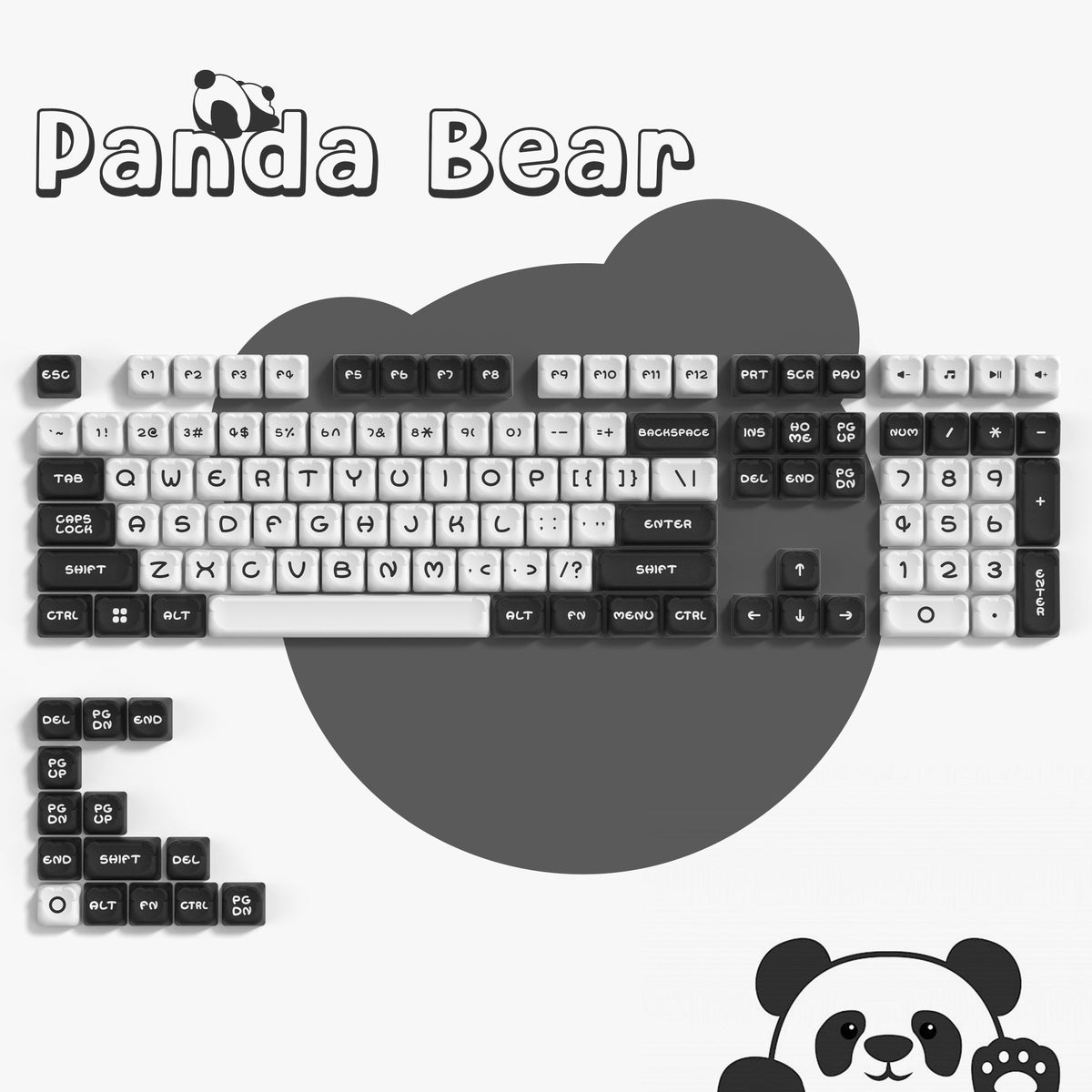 Womier Panda Bear 122 - Key KDA Profile Double - Shot PBT Keycap Set - Womier Keyboard