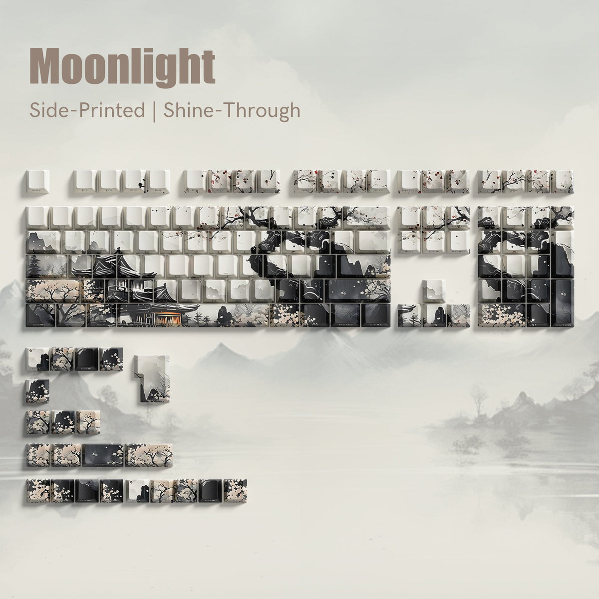 Womier Plum Blossom Cherry Profile Shine - Through Dye Sublimation PBT Keycap Set - Womier Keyboard