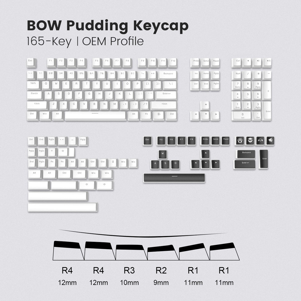 Womier Pudding V2 OEM Profile 165 - Key PBT Keycap - Womier Keyboard