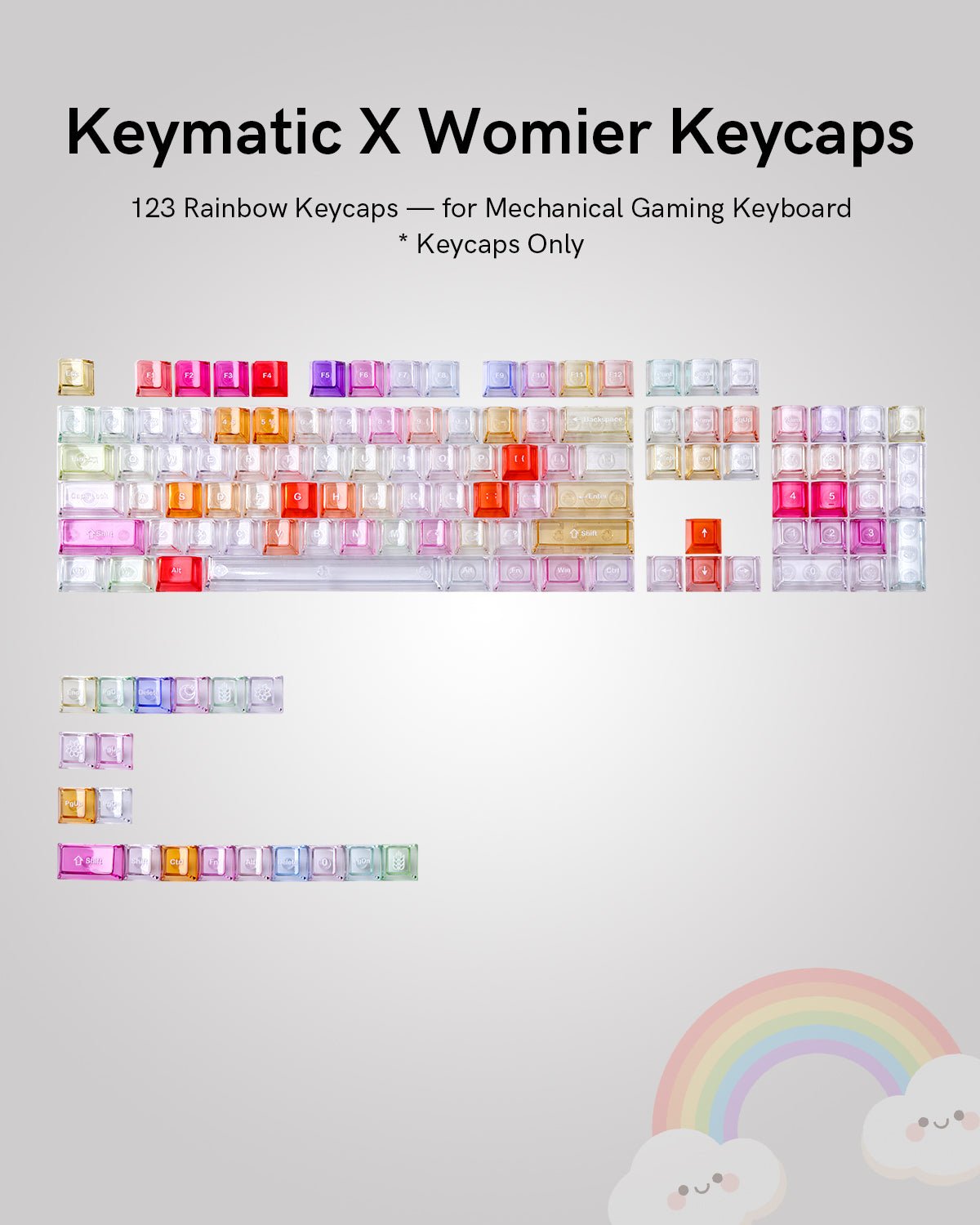 Womier Rainbow Cherry Profile Dye-Sub PBT Keycap Set (123-Key) - Womier Keyboard