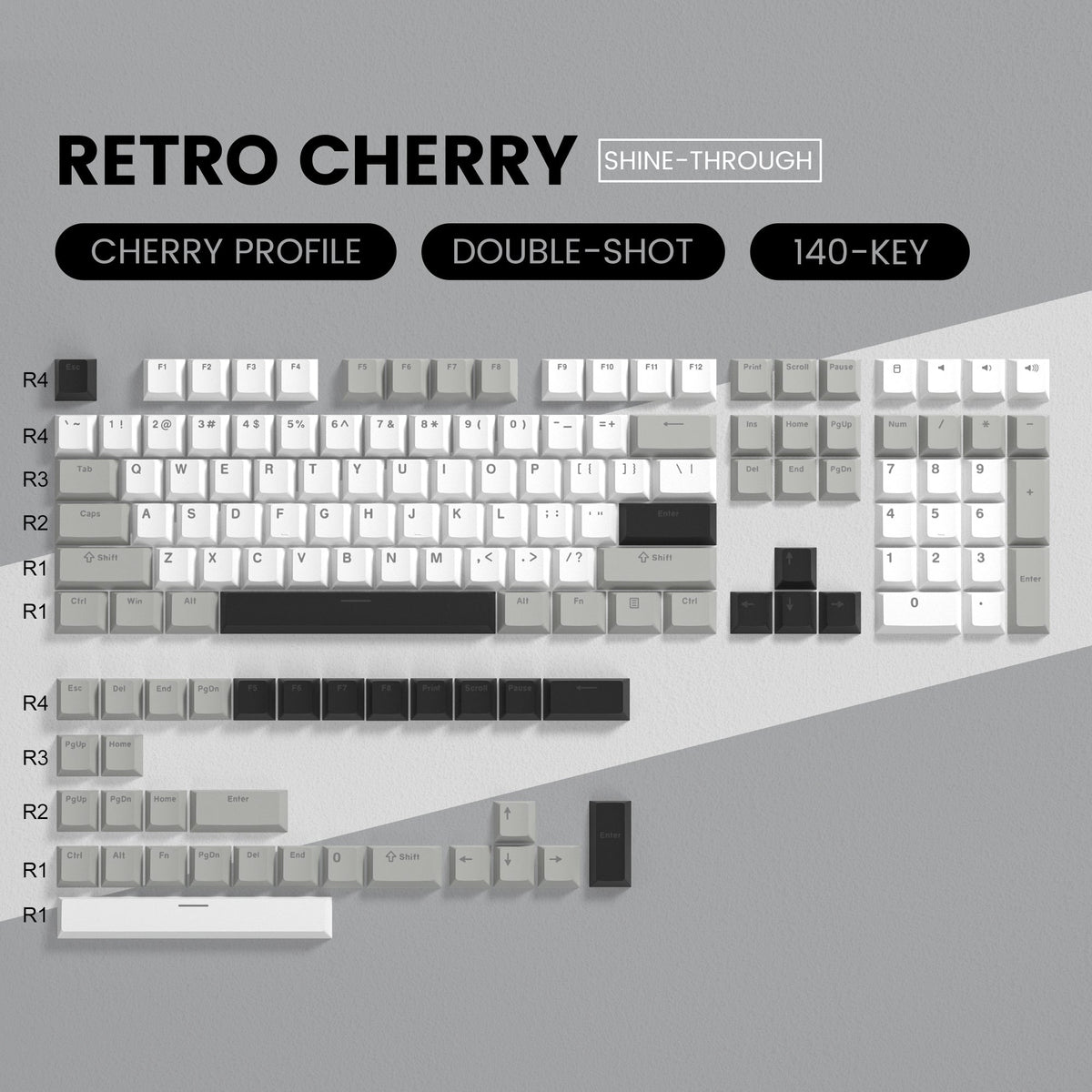 Womier Retro Cherry Series Double - Shot Cherry Profile PBT Keycaps - Womier Keyboard