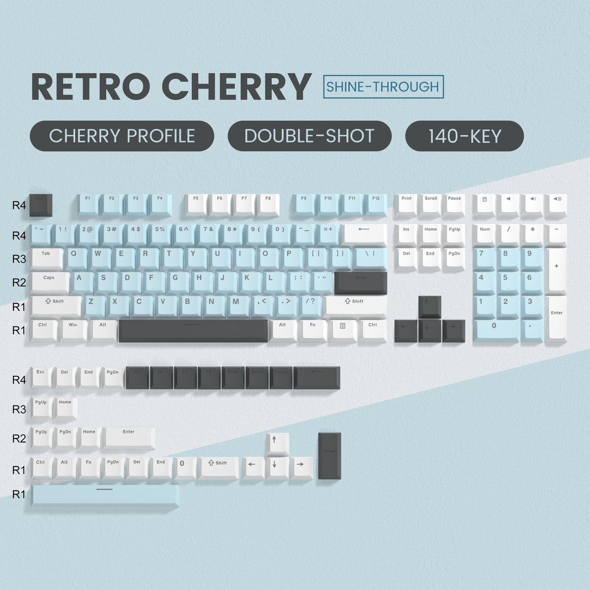 Womier Retro Cherry Series Double - Shot Cherry Profile PBT Keycaps - Womier Keyboard