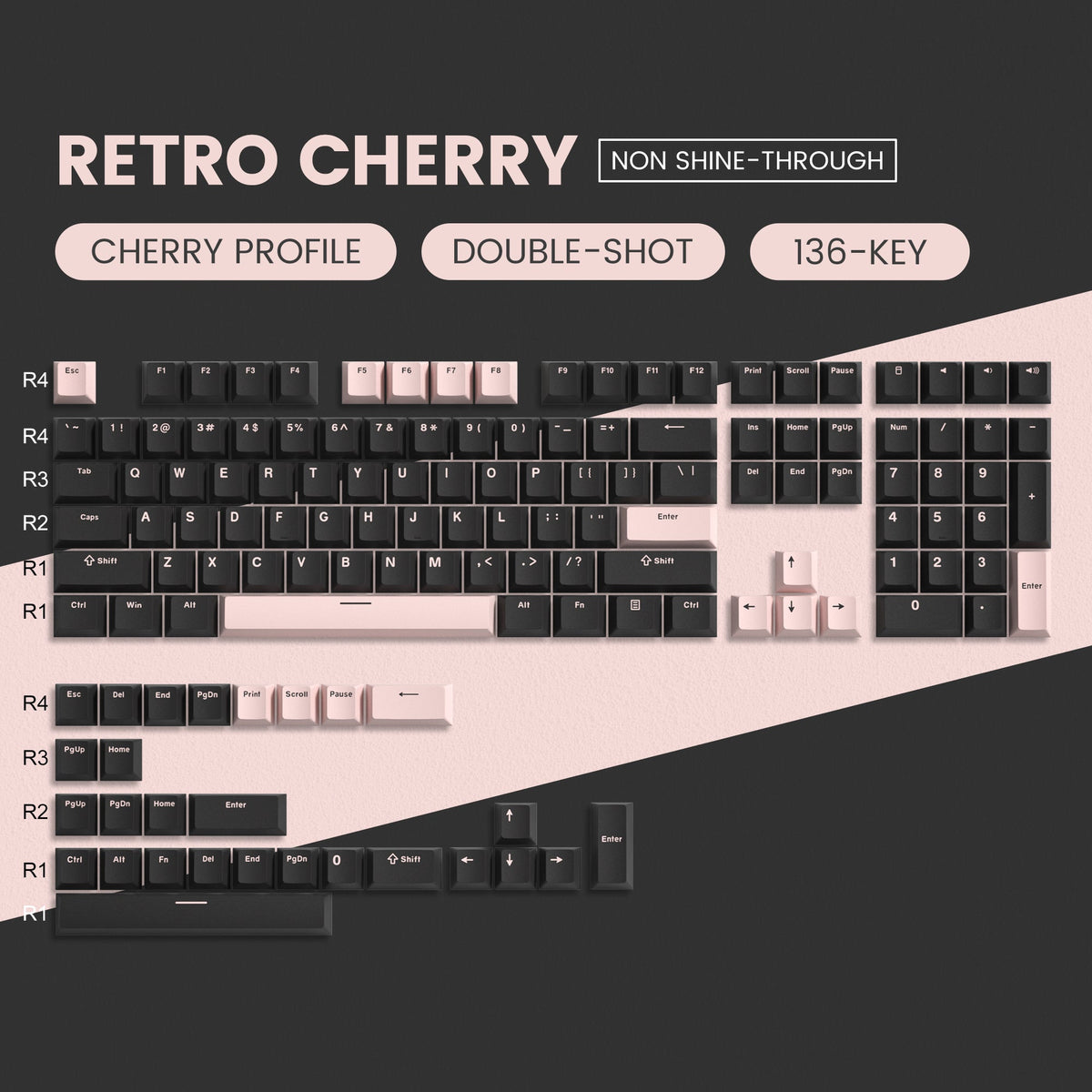 Womier Retro Cherry Series Double - Shot Cherry Profile PBT Keycaps - Womier Keyboard