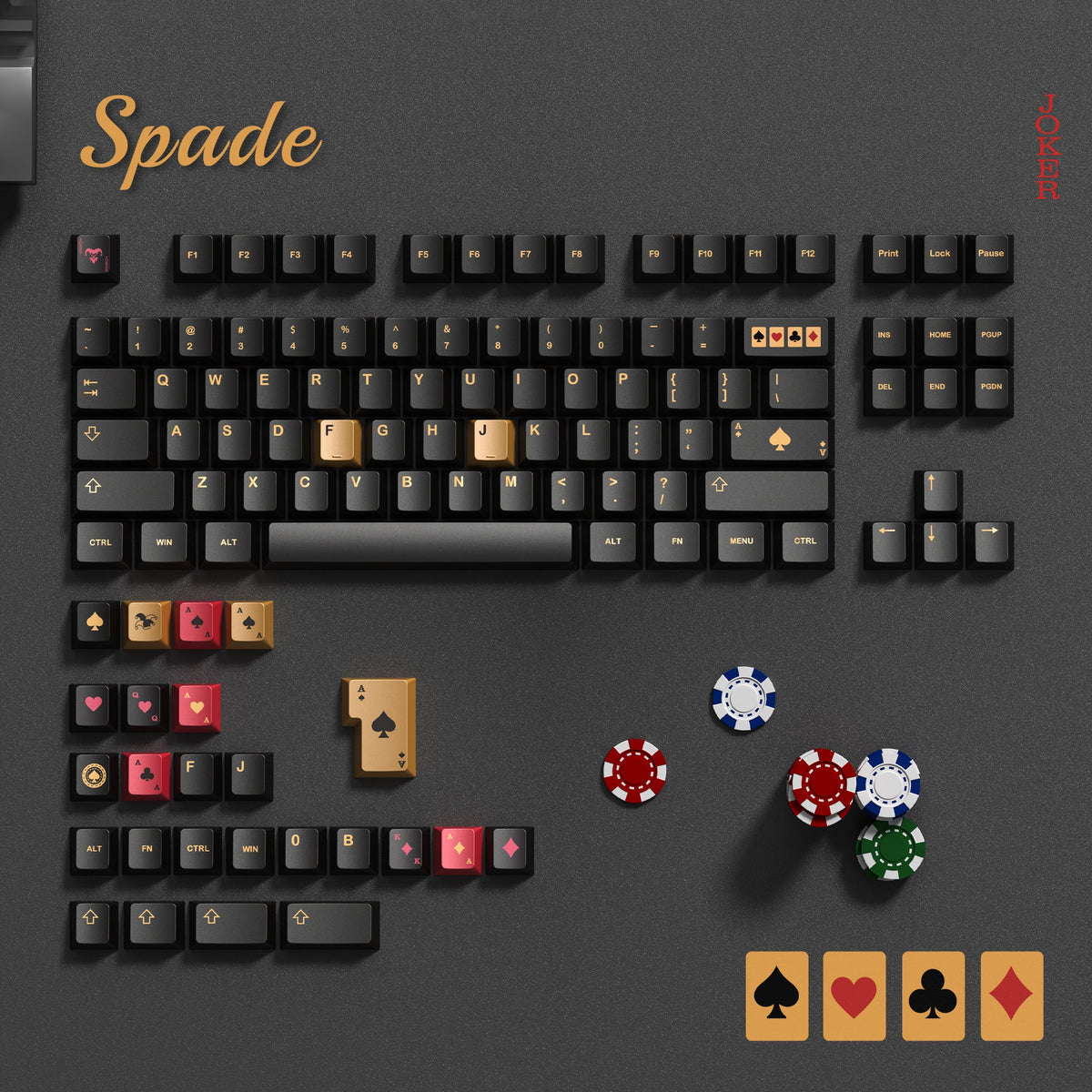 Womier Spade 112 - Key Cherry Profile Metallic Coating Keycap Set - Womier Keyboard