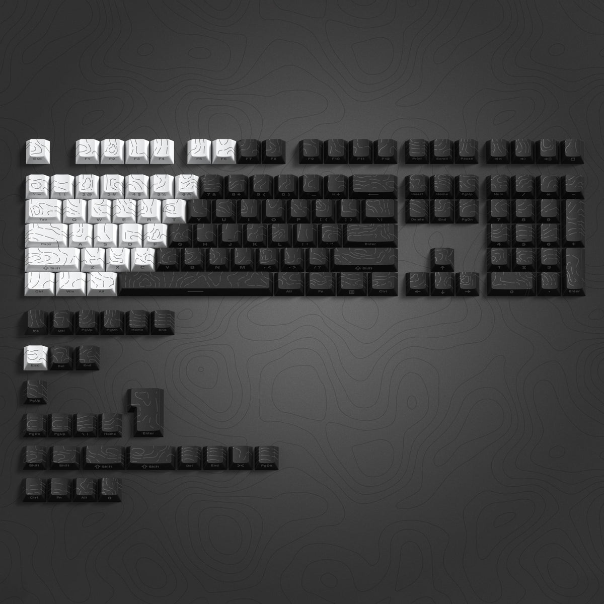Womier Topographic Series Cherry Profile Side - Printed Shine - Through Keycap Set - Womier Keyboard