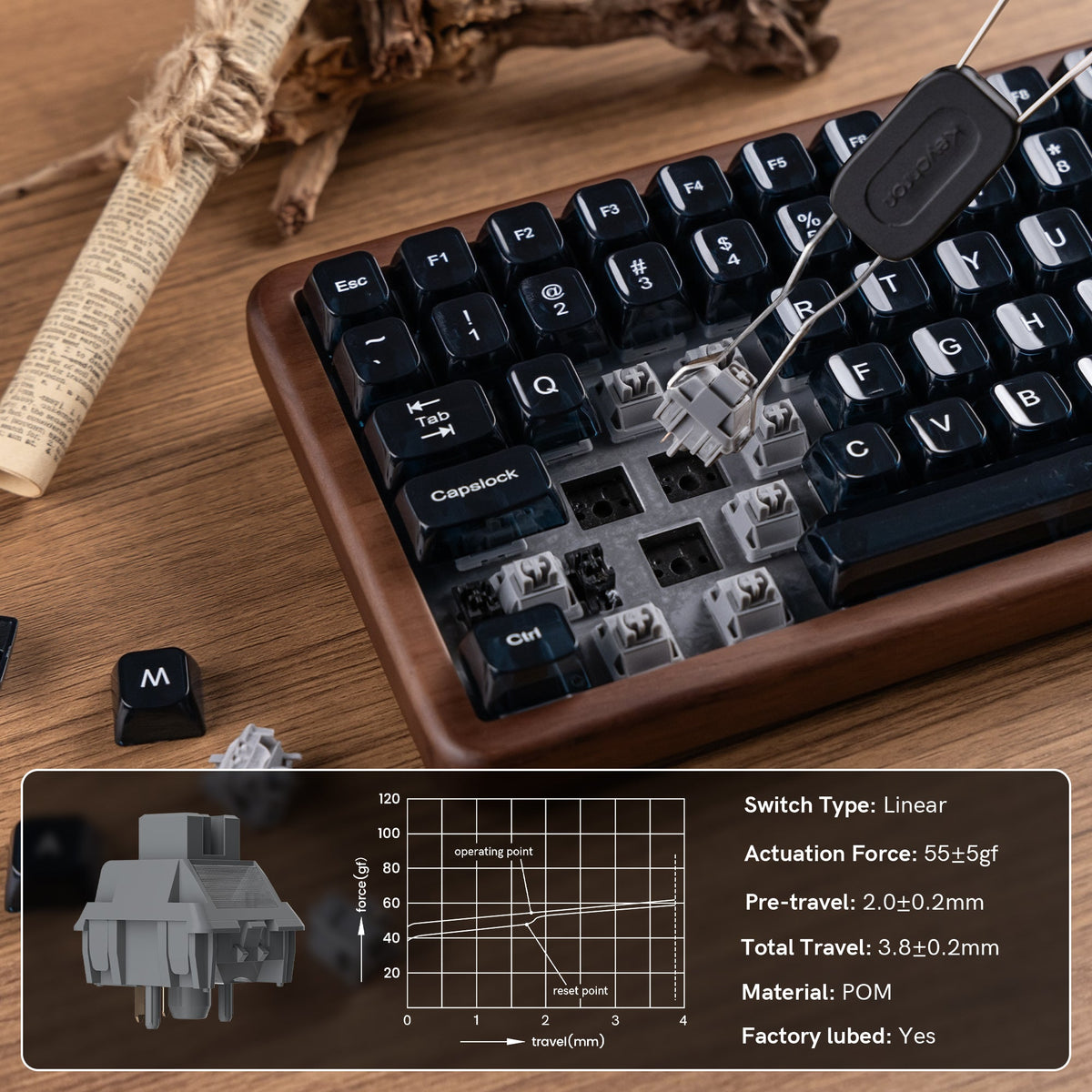 Womier WD99 Full-Size VIA Support Wireless Wooden Keyboard - Womier Keyboard