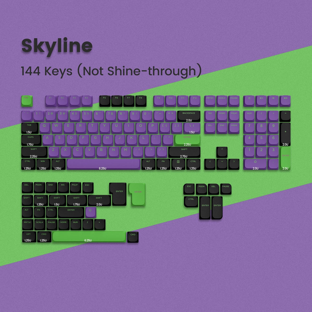 Skyline R1 Low Profile PBT Double - Shot Keycap Set - Womier Keyboard