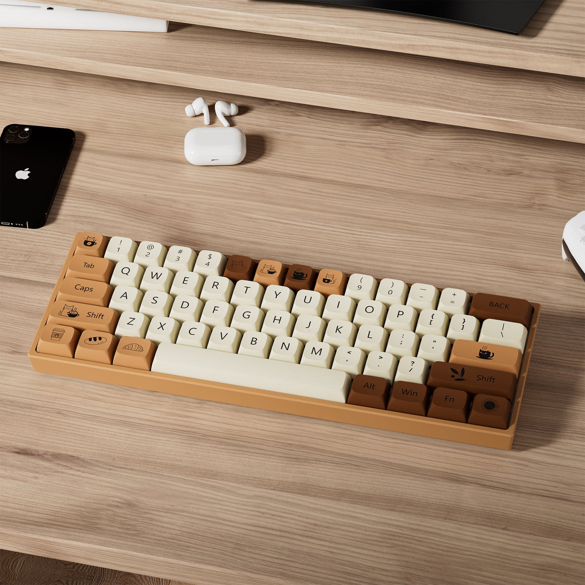 Womier Coffee Cat 143 - Key XDA Profile Dye - Sub PBT Keycap - Womier Keyboard