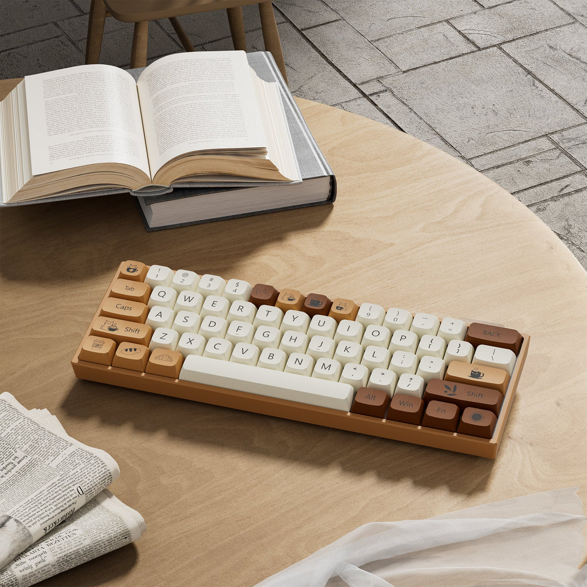 Womier Coffee Cat 143 - Key XDA Profile Dye - Sub PBT Keycap - Womier Keyboard