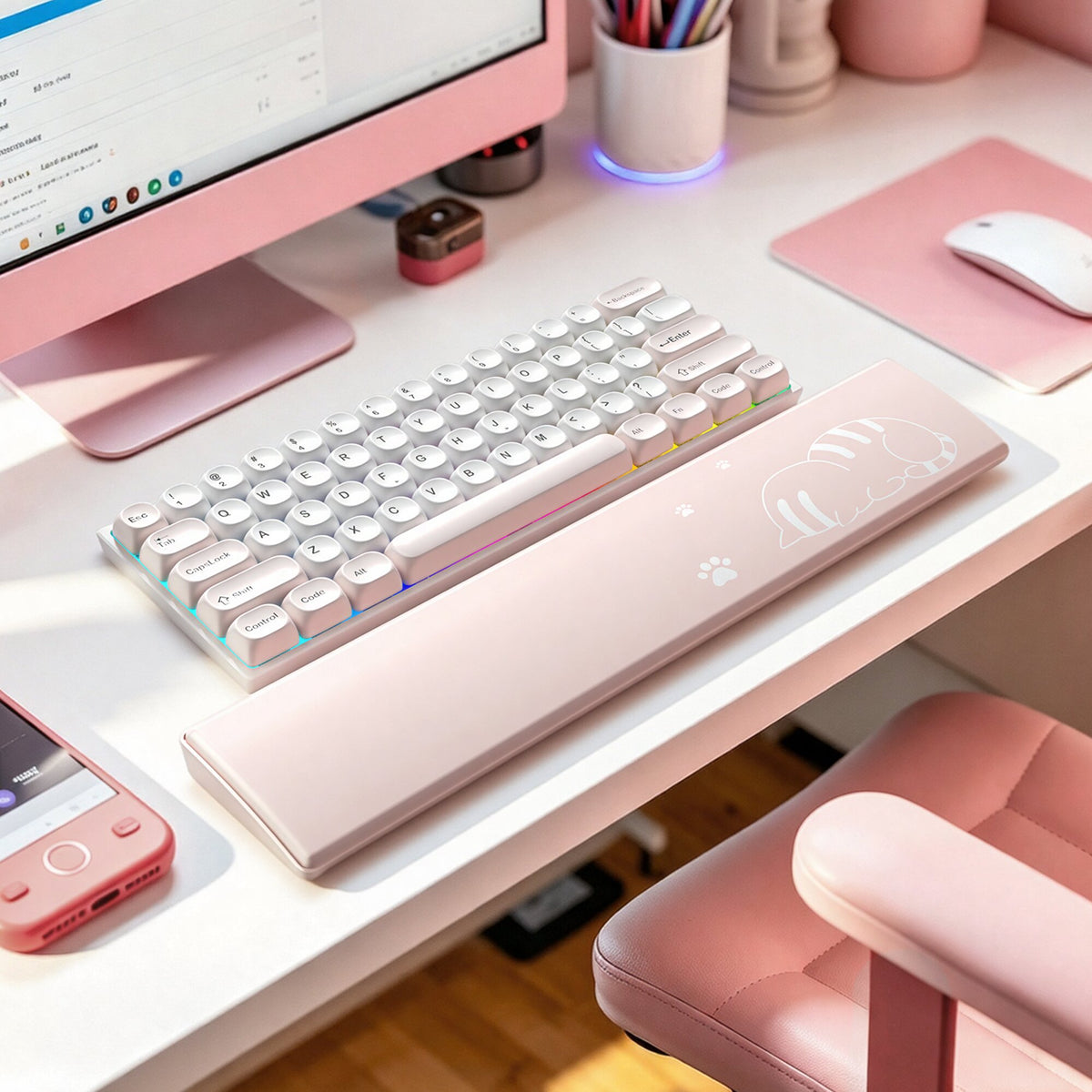 Womier Pink Cat Keyboard Wrist Rest