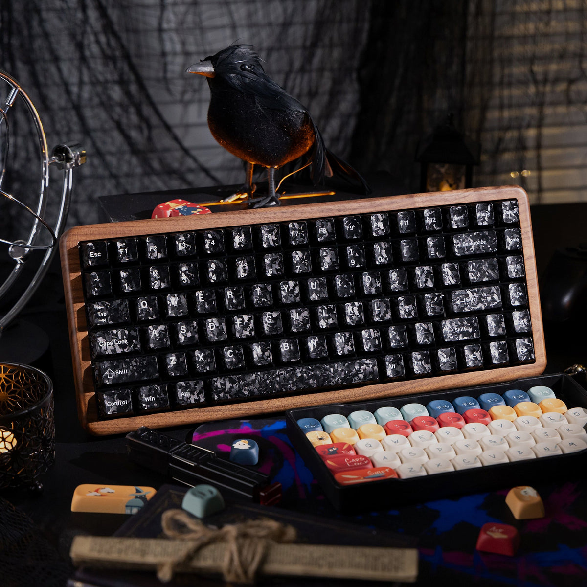 Halloween Haunted Castle Bundle — Womier WD75 HE Keyboard + William Castle MOA PBT Keycaps + Red Graffiti Glass Mouse Pad - Womier Keyboard