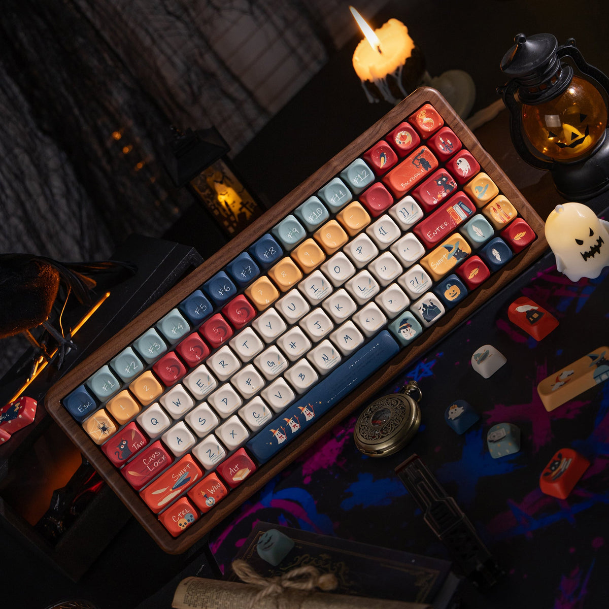Halloween Haunted Castle Bundle — Womier WD75 HE Keyboard + William Castle MOA PBT Keycaps + Red Graffiti Glass Mouse Pad - Womier Keyboard