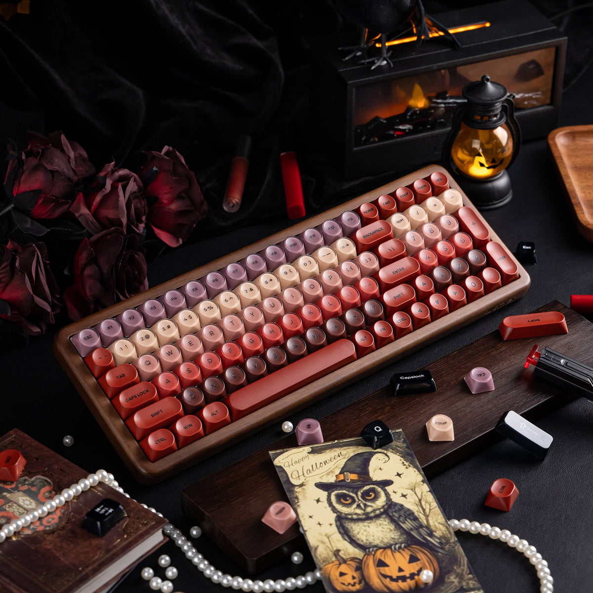 Halloween Lipstick Vintage Bundle — Womier WD99 Keyboard + Womier Lipstick 132-Key MOA Profile Translucent - Womier Keyboard