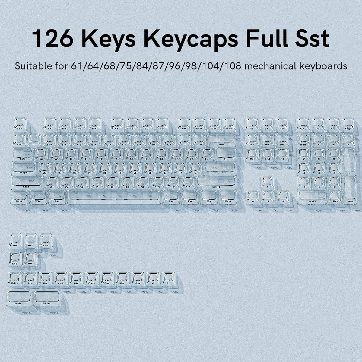 Ice Cube Clear Keycaps - Crystal Ice Keycaps Set for Mechanical Keyboard - Womier Keyboard
