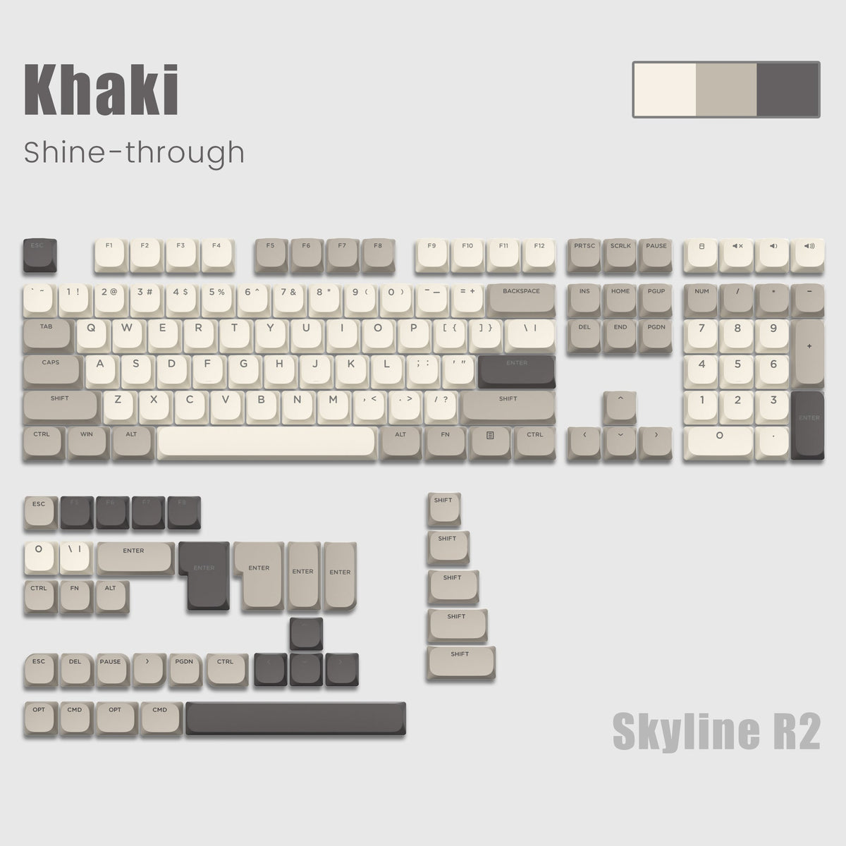 Skyline R2 Low Profile PBT Double - shot Keycap (9 Colors) - Womier Keyboard