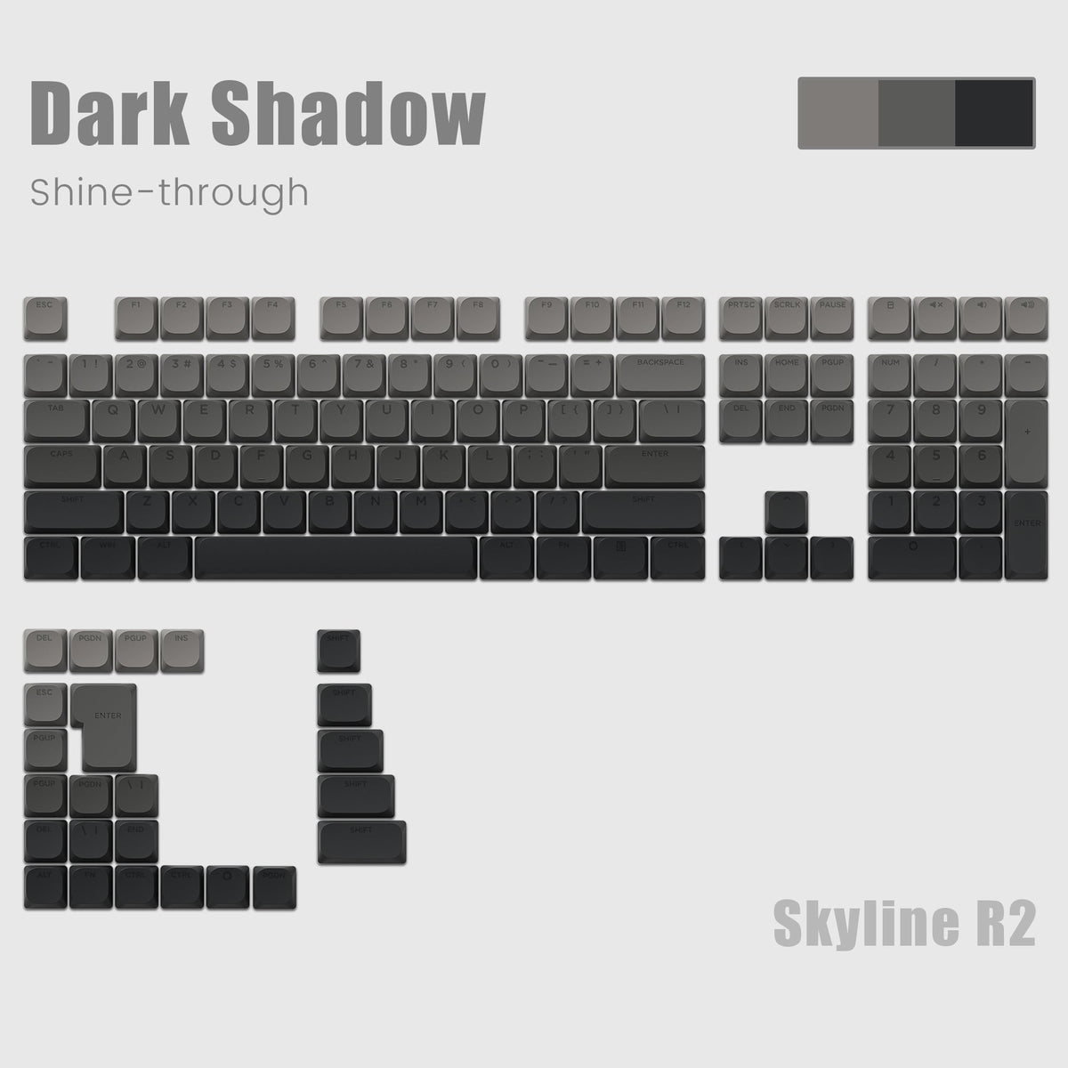 Skyline R2 Low Profile PBT Double - shot Keycap (9 Colors) - Womier Keyboard