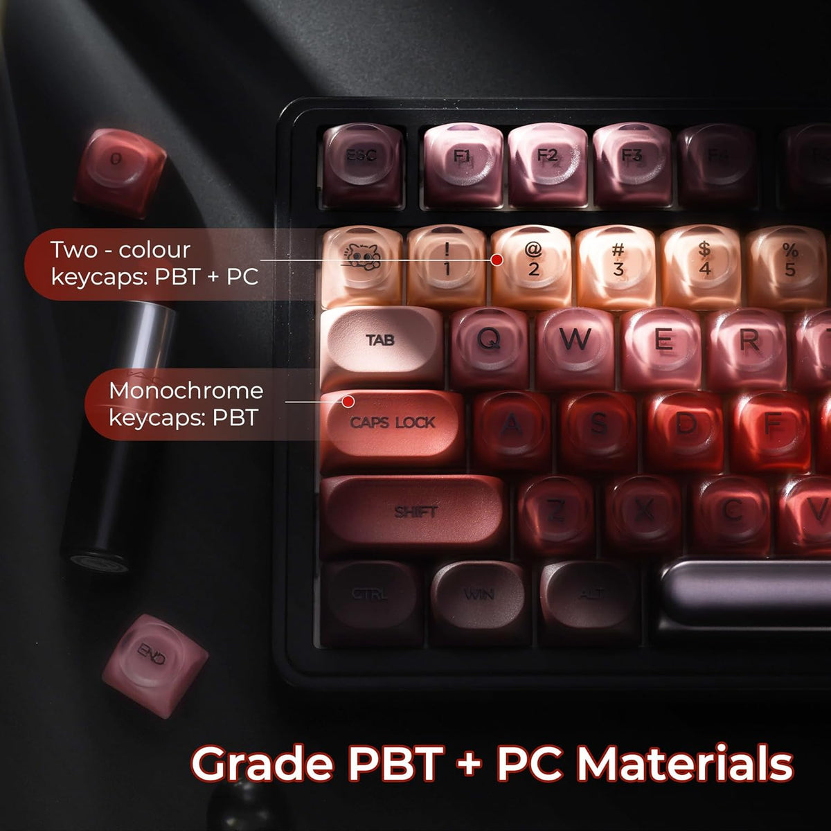 Womier 132 - Key Cute Custom Keycaps (for Mechanical Keyboards with Cherry/Gateron MX Switches) - Lipstick - Womier Keyboard