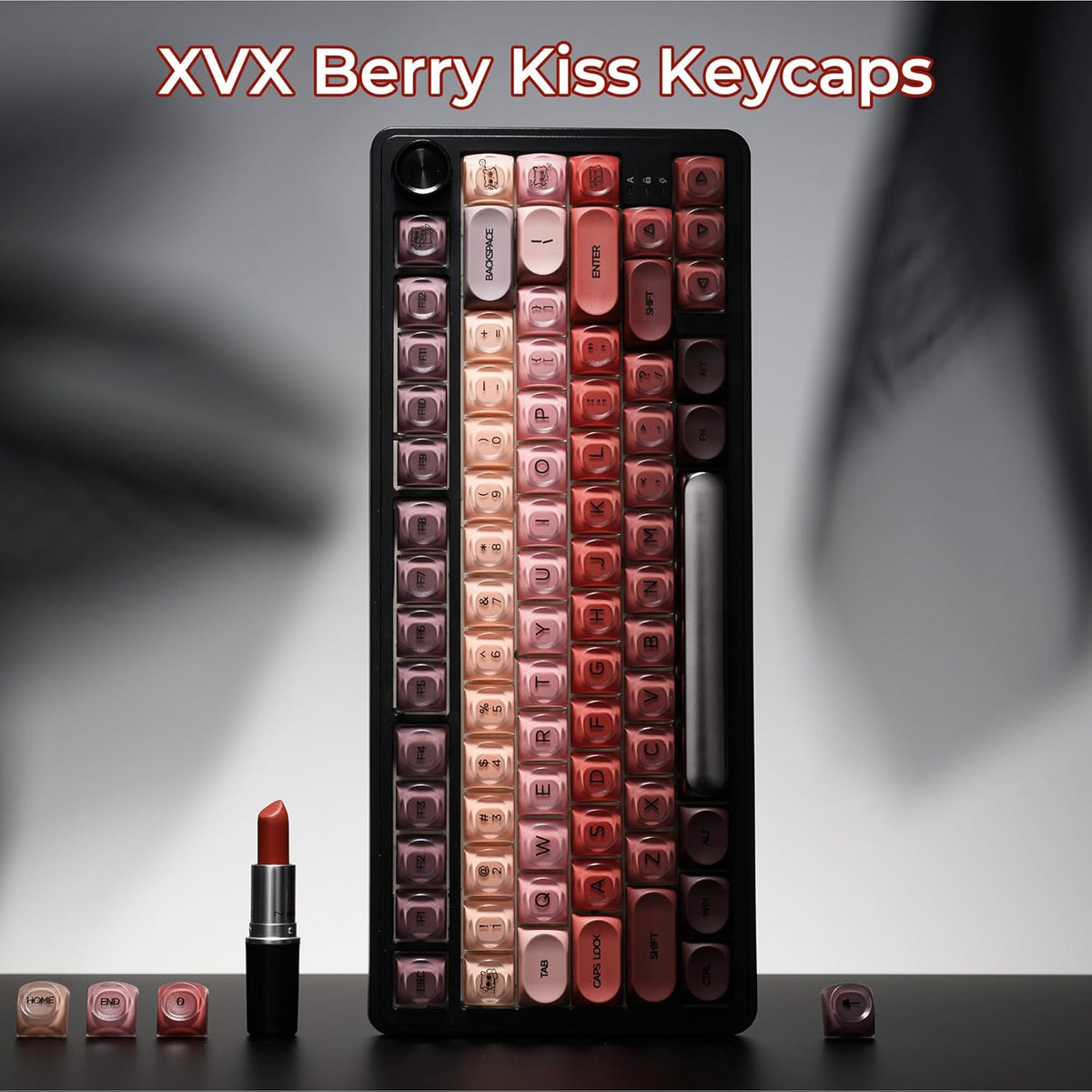 Womier 132 - Key Cute Custom Keycaps (for Mechanical Keyboards with Cherry/Gateron MX Switches) - Lipstick - Womier Keyboard